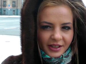 Blonde chick stimulating cock with her hand