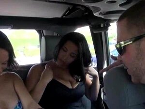 3 girls flashes tits and fucked for cash, Three amateur ladies flashes their awesome big tits, and get fucked by this horny stranger guy for cash