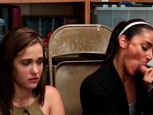 Reality shoplifter cum. Reality shoplifter cummy mouthed during blowbang action