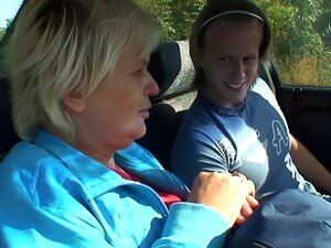 Old Blond Hitchhiker Doggy-drilled Outside Porn
