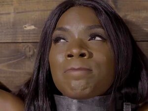 Taut ebony slave with small tits toyed